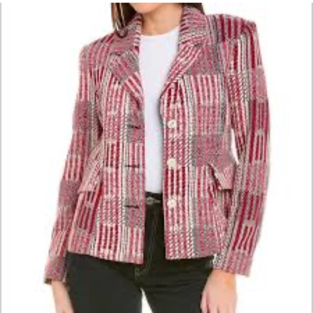 CAbi #6028 Patchwork Red‎ and White Women's Blazer ladies size M - Picture 9 of 9